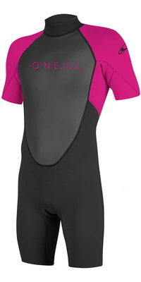 2025 ONeill Youth Reactor II 2mm Rug Ritssluiting Shorty Wetsuit 5045 - Black / Berry