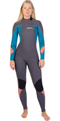2025 Gul Dames Response 4/3mm Gbs Rug Ritssluiting Wetsuit RE1248-C1 - Grey / Marbel
