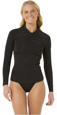 2026 Rip Curl Womens Dawn Patrol 1.5mm Front Zip Jacket 119WWJ - Black