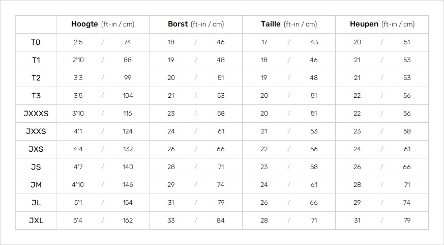 Gul Junior Wetsuits 19 0 Matentabel