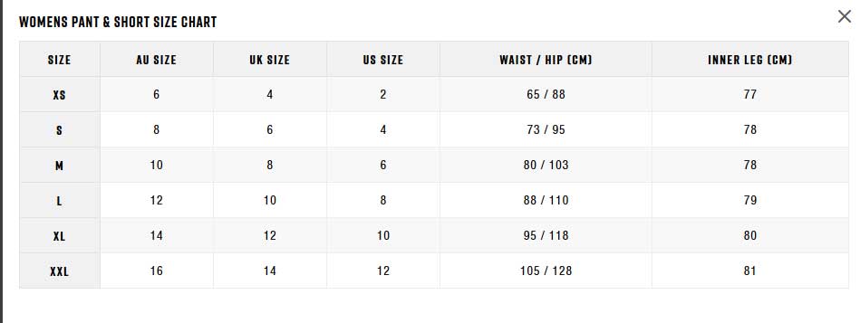 Zhik Womens Pants Shorts 0 Matentabel