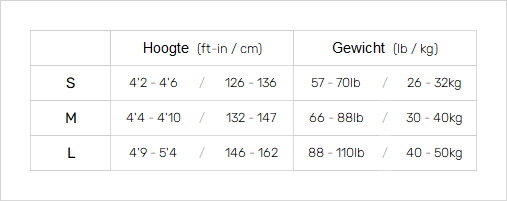 Zone3 Junior Wetsuit 0 Matentabel